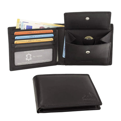 Leder Geldbörse Herren mit RFID-Schutz - extra-stabile Doppelnaht - 6 Fächer für Kreditkarten | VO8