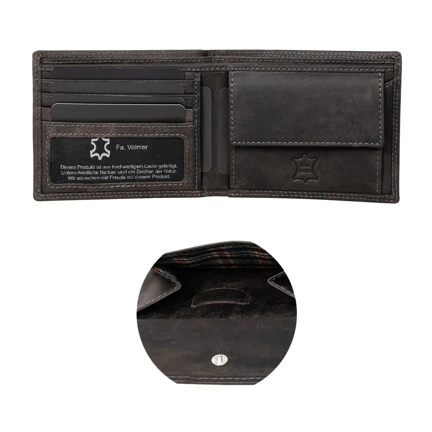 Leder Geldbörse Herren mit RFID-Schutz - extra-stabile Doppelnaht - 6 Fächer für Kreditkarten | VO8