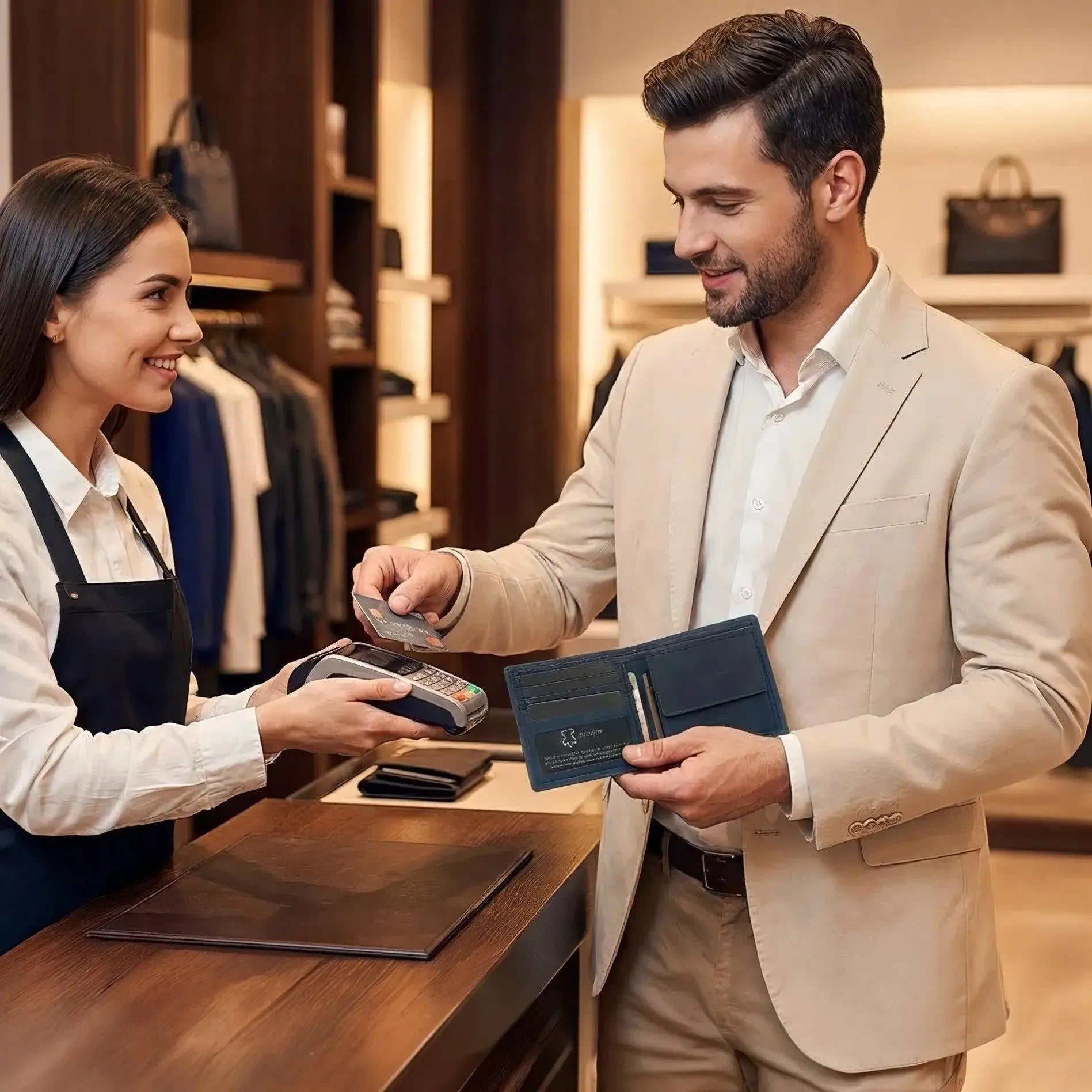 Leder Geldbörse Herren mit RFID-Schutz - extra-stabile Doppelnaht - 6 Fächer für Kreditkarten | VO8