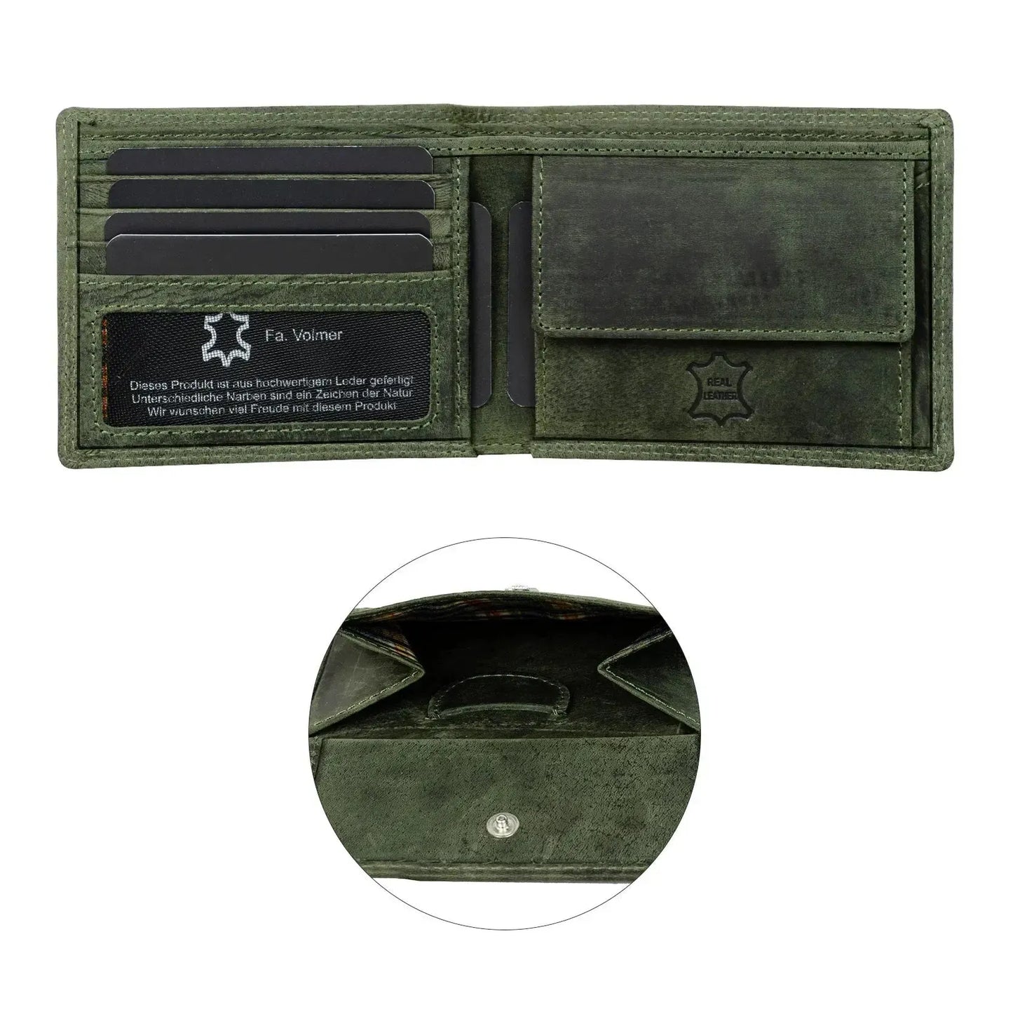 Leder Geldbörse Herren mit RFID-Schutz - extra-stabile Doppelnaht - 6 Fächer für Kreditkarten | VO8