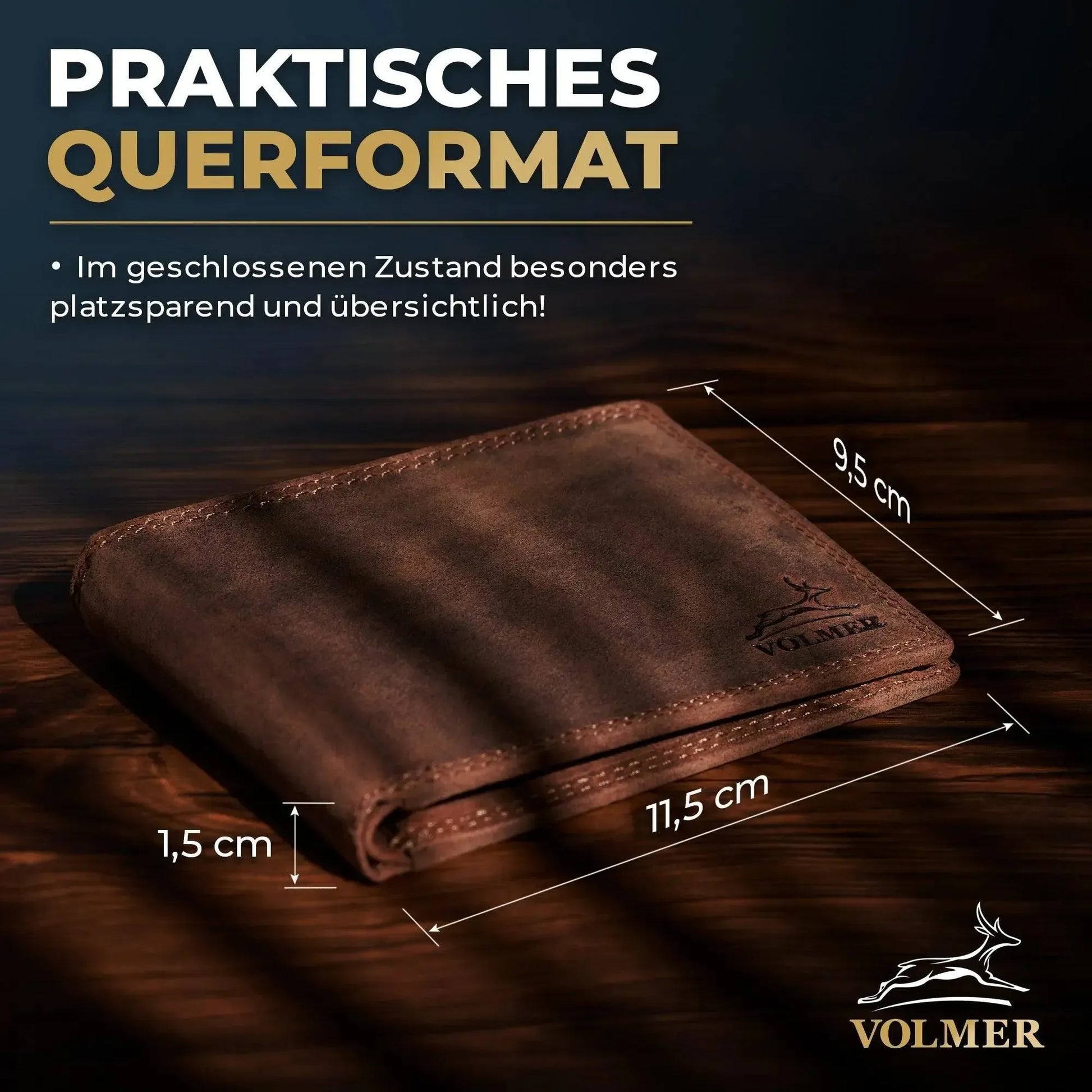 Leder Geldbörse Herren mit RFID-Schutz - extra-stabile Doppelnaht - 6 Fächer für Kreditkarten | VO8