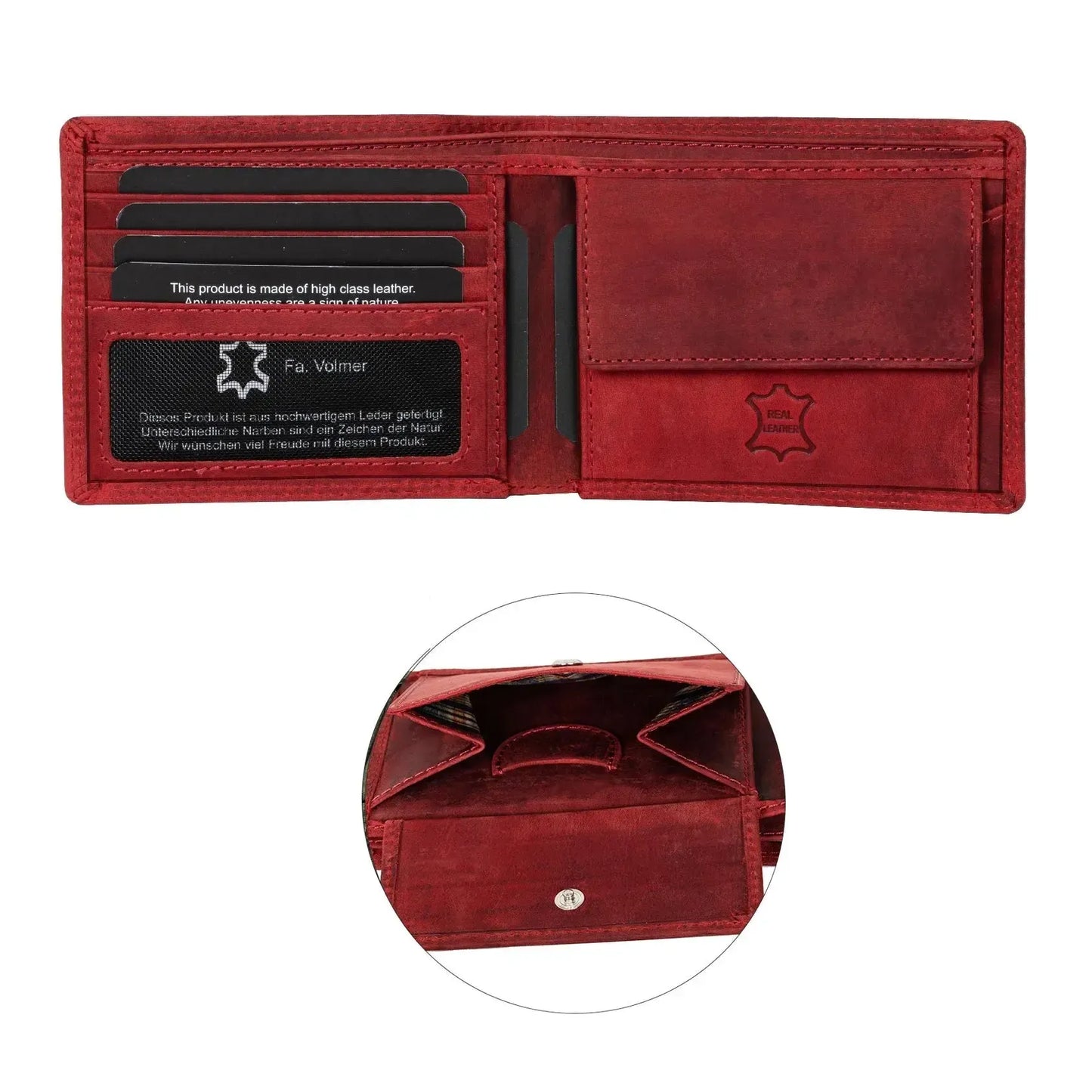 Leder Geldbörse Herren mit RFID-Schutz - extra-stabile Doppelnaht - 6 Fächer für Kreditkarten | VO8