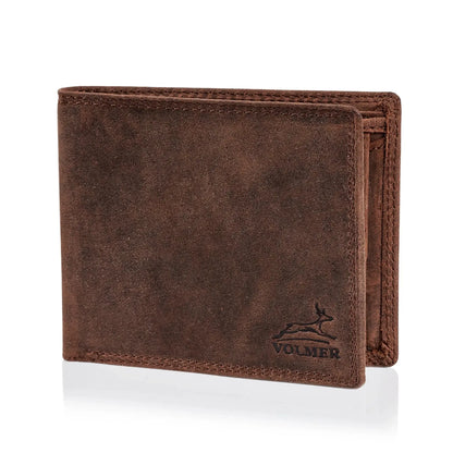 Leder Geldbörse Herren mit RFID-Schutz - extra-stabile Doppelnaht - 6 Fächer für Kreditkarten | VO8