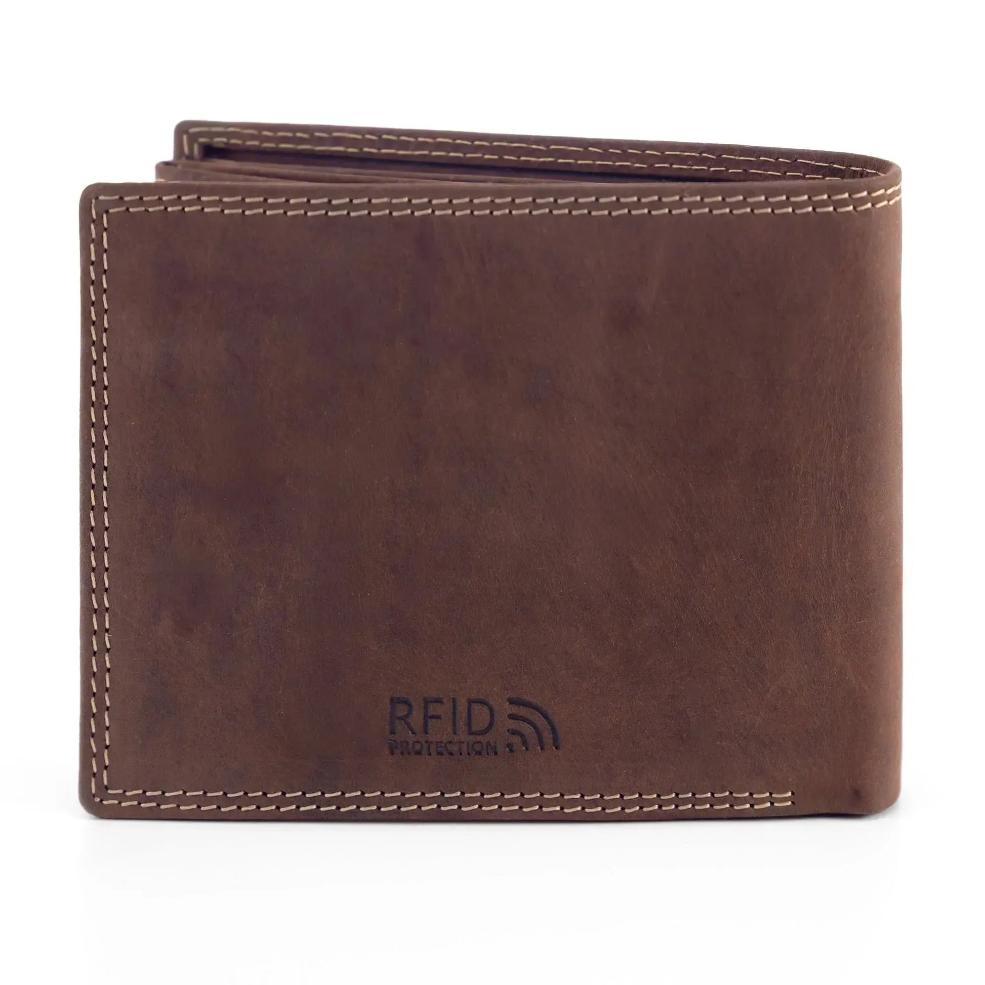 Leder Geldbörse Herren mit RFID-Schutz – geöltes Büffelleder – extra-stabile, kontrastierende Doppelnaht – 16 Fächer für Kreditkarten | VO13