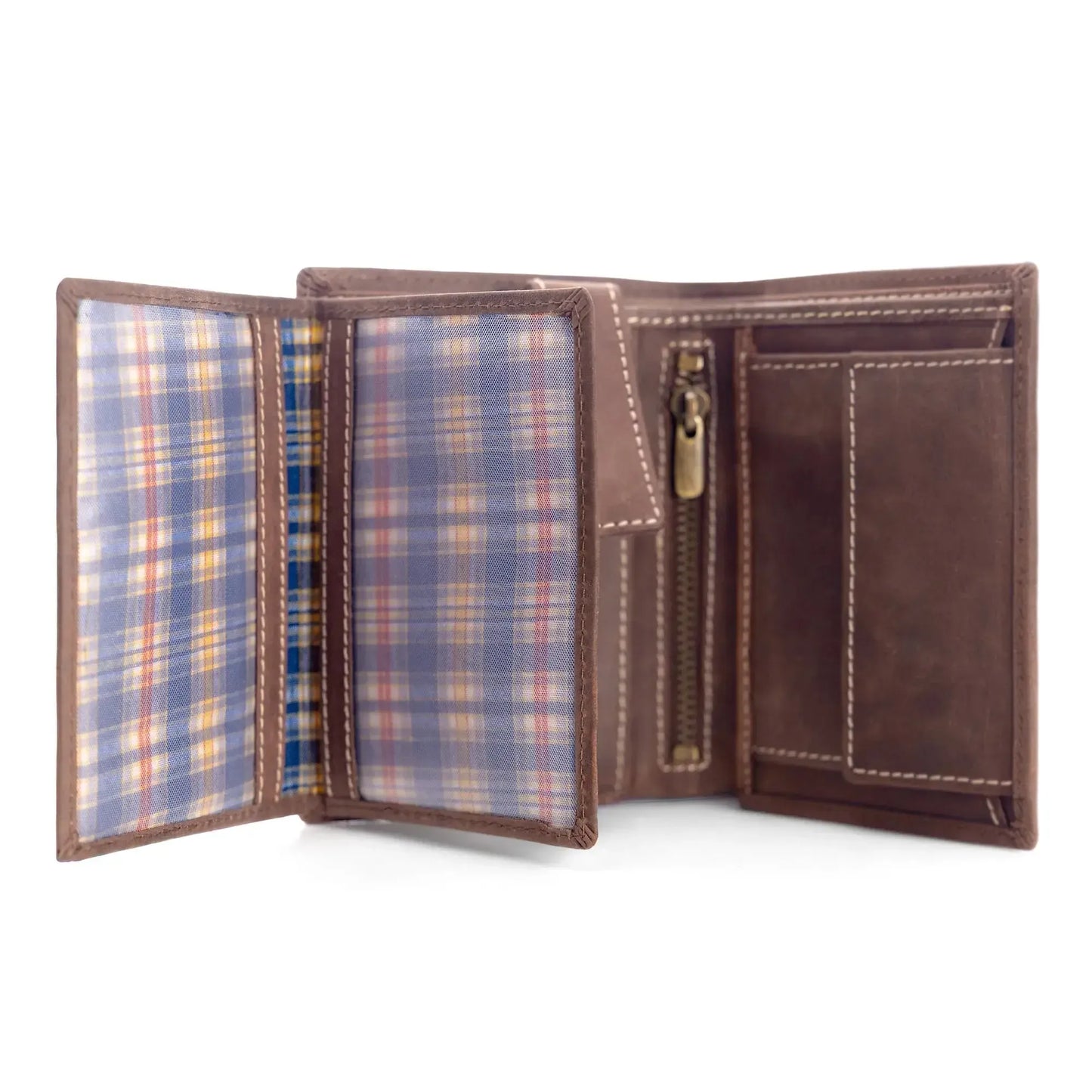 Leder Geldbörse Herren mit RFID-Schutz – geöltes Büffelleder – helle Nähte – 16 Fächer für Kreditkarten | VO14