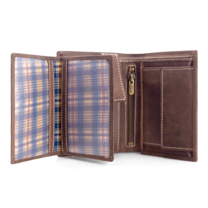 Leder Geldbörse Herren mit RFID-Schutz – geöltes Büffelleder – helle Nähte – 16 Fächer für Kreditkarten | VO14