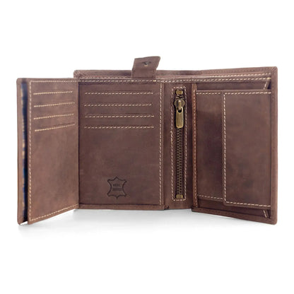 Leder Geldbörse Herren mit RFID-Schutz – geöltes Büffelleder – helle Nähte – 16 Fächer für Kreditkarten | VO14