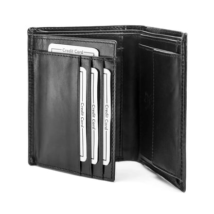 Leder Geldbörse Herren mit RFID-Schutz im XL-Format - Platz für Fahrzeugscheine - 11 Fächer für Kreditkarten | VO18