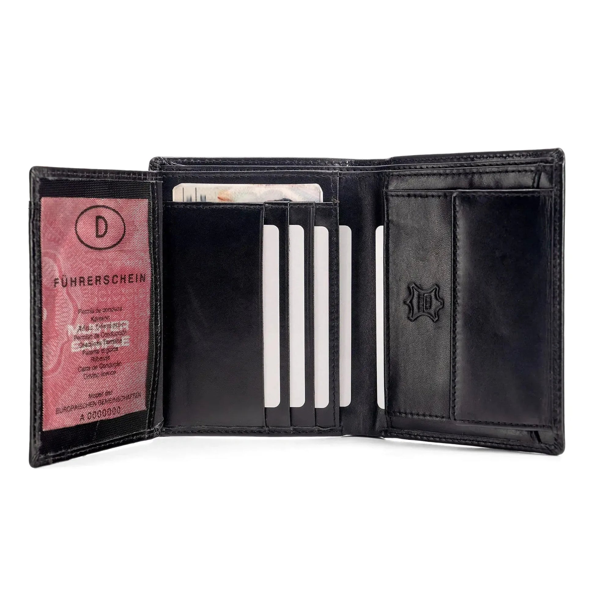 Leder Geldbörse Herren mit RFID-Schutz im XL-Format - Platz für Fahrzeugscheine - 11 Fächer für Kreditkarten | VO18