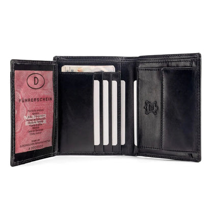 Leder Geldbörse Herren mit RFID-Schutz im XL-Format - Platz für Fahrzeugscheine - 11 Fächer für Kreditkarten | VO18