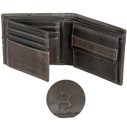 Leder Geldbörse Herren mit RFID-Schutz - modisches Design - 10 Fächer für Kreditkarten | VO37