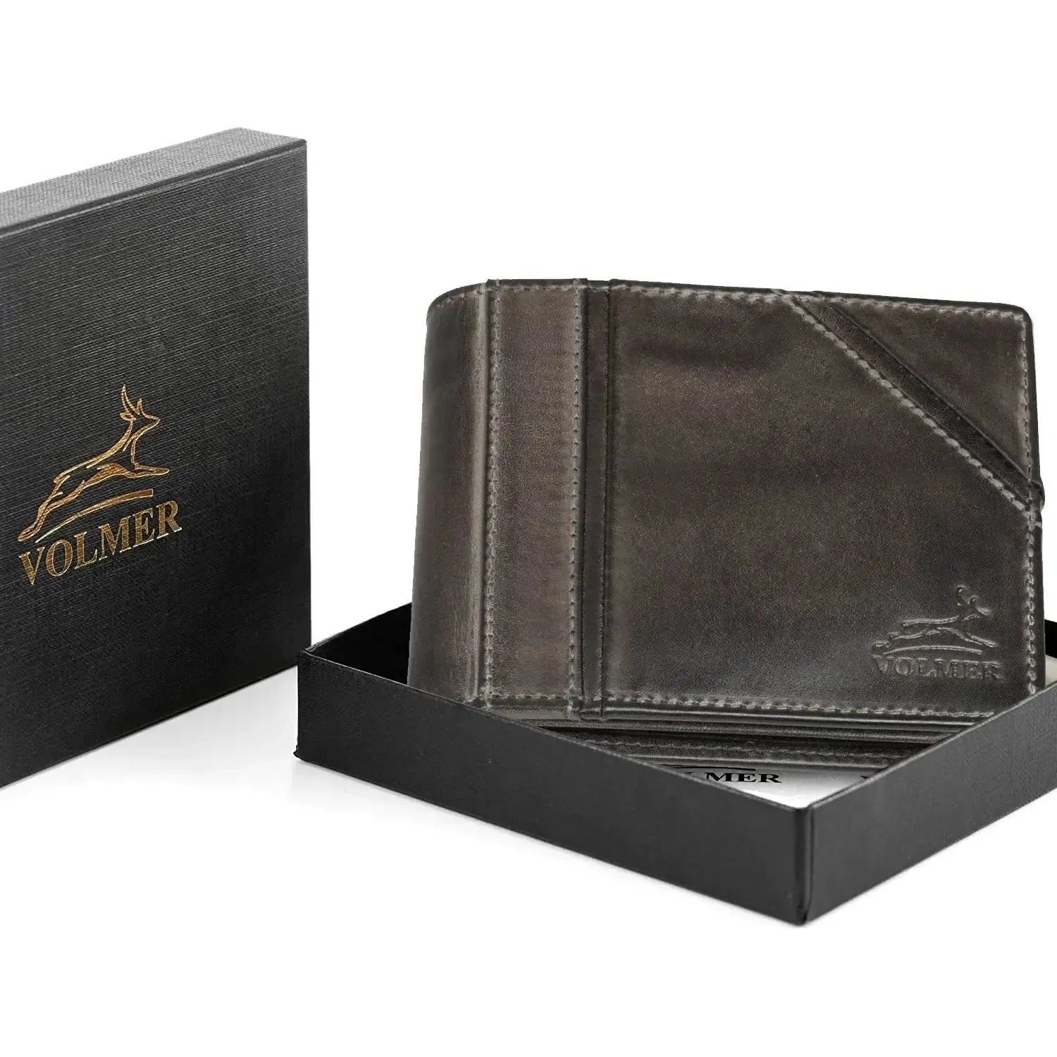 Leder Geldbörse Herren mit RFID-Schutz - modisches Design - 10 Fächer für Kreditkarten | VO37