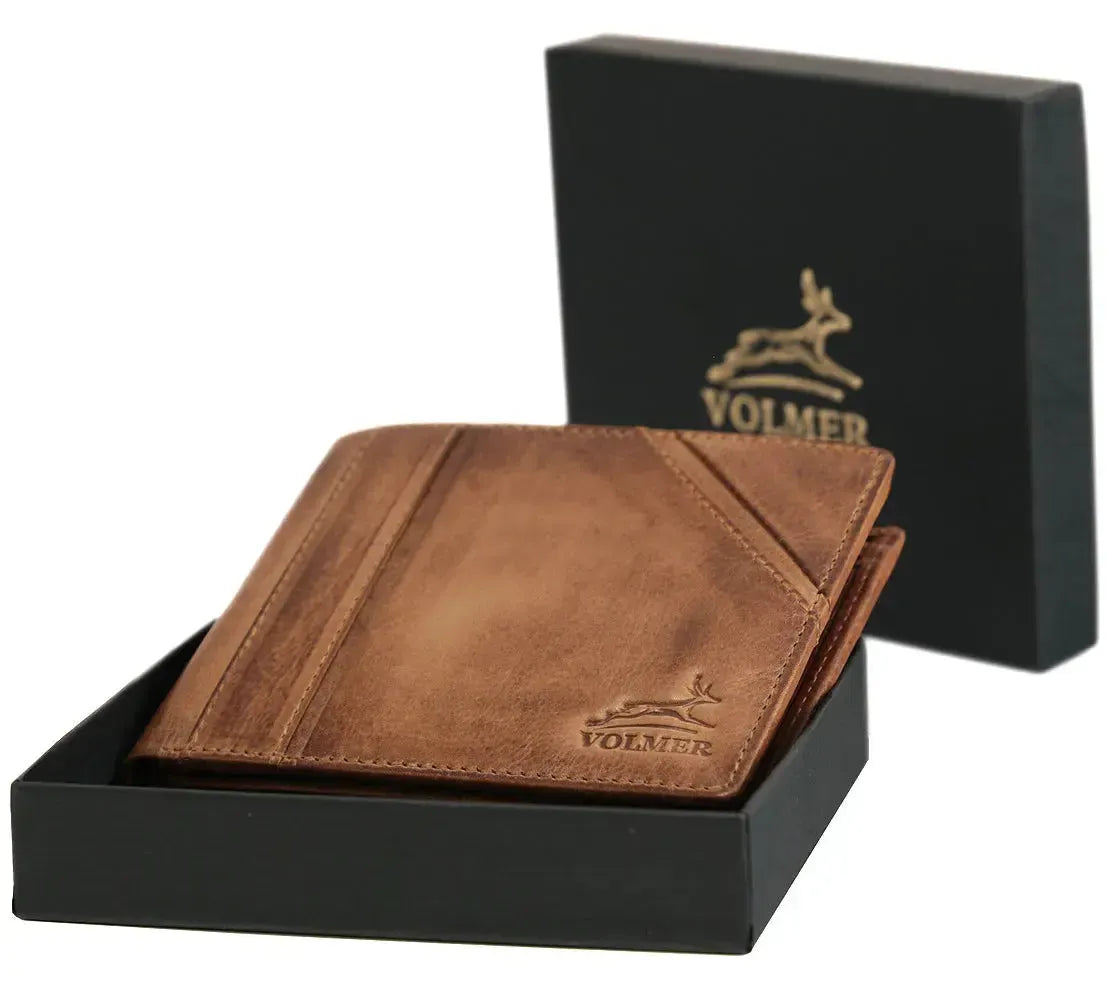 Leder Geldbörse Herren mit RFID-Schutz - modisches Design - 10 Fächer für Kreditkarten | VO37