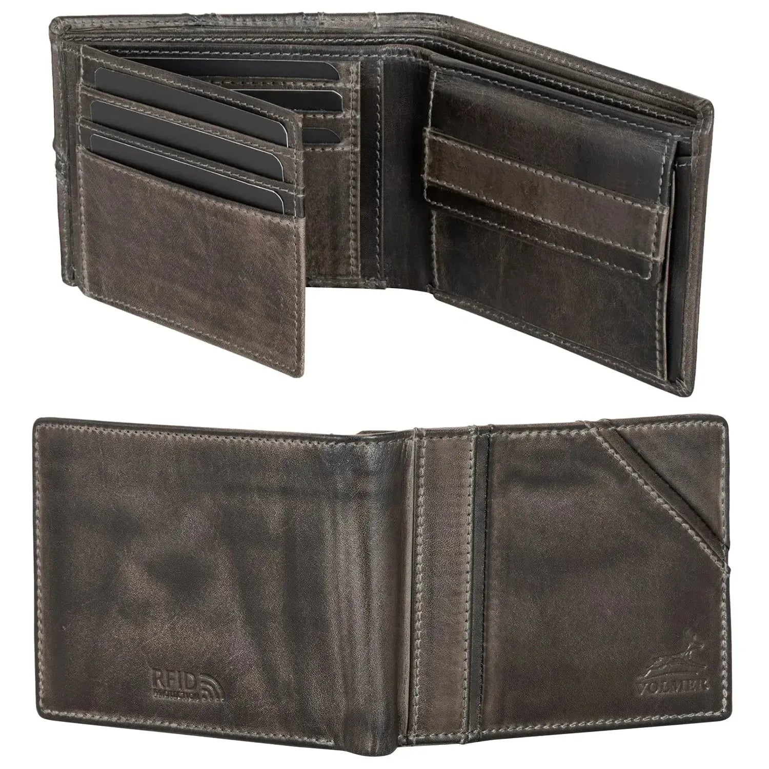 Leder Geldbörse Herren mit RFID-Schutz - modisches Design - 10 Fächer für Kreditkarten | VO37