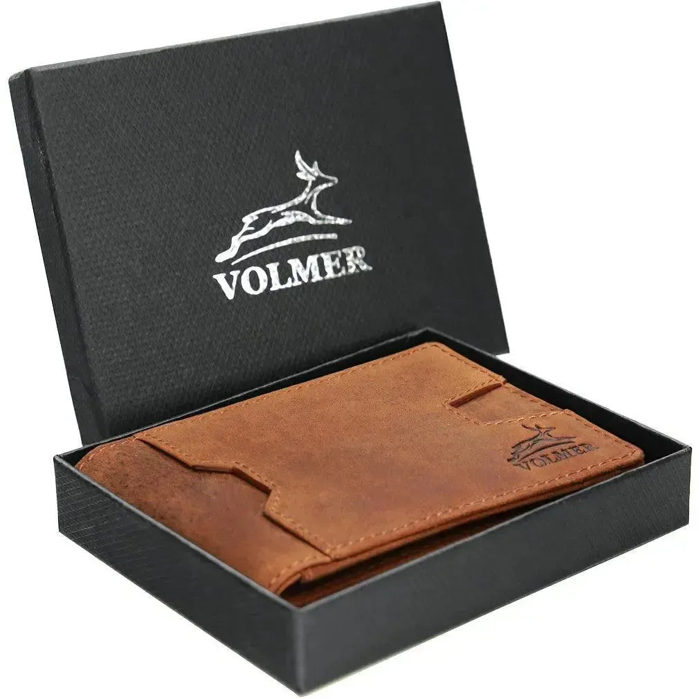 Leder Geldbörse Herren mit RFID-Schutz und Geldklammer - 1 Außenfach für Zugangskarte - 9 Fächer für Kreditkarten | VO25C