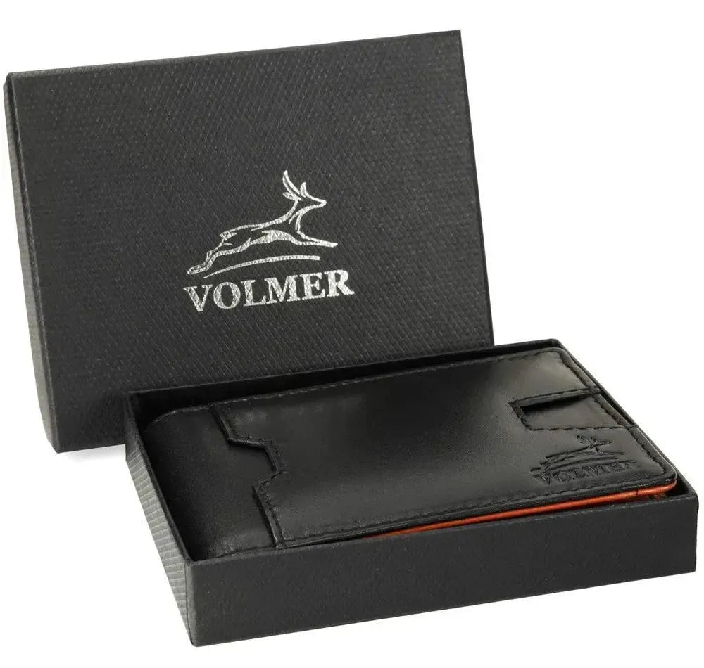 Leder Geldbörse Herren mit RFID-Schutz und Geldklammer - 1 Außenfach für Zugangskarte - 9 Fächer für Kreditkarten | VO25C