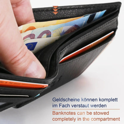Leder Geldbörse Herren mit RFID-Schutz – zweifarbig, schlank – 9 Fächer für Kreditkarten | MW114
