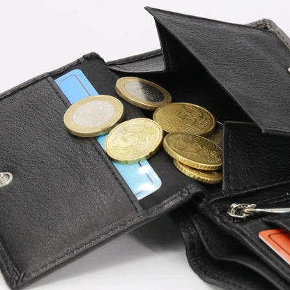 Leder Geldbörse Herren mit RFID-Schutz – zweifarbig, schlank – 9 Fächer für Kreditkarten | MW114