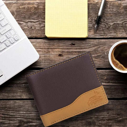 Leder Geldbörse Herren mit RFID-Schutz – zweifarbig, schlank – 9 Fächer für Kreditkarten | MW114