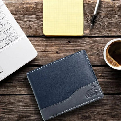 Leder Geldbörse Herren mit RFID-Schutz – zweifarbig, schlank – 9 Fächer für Kreditkarten | MW114