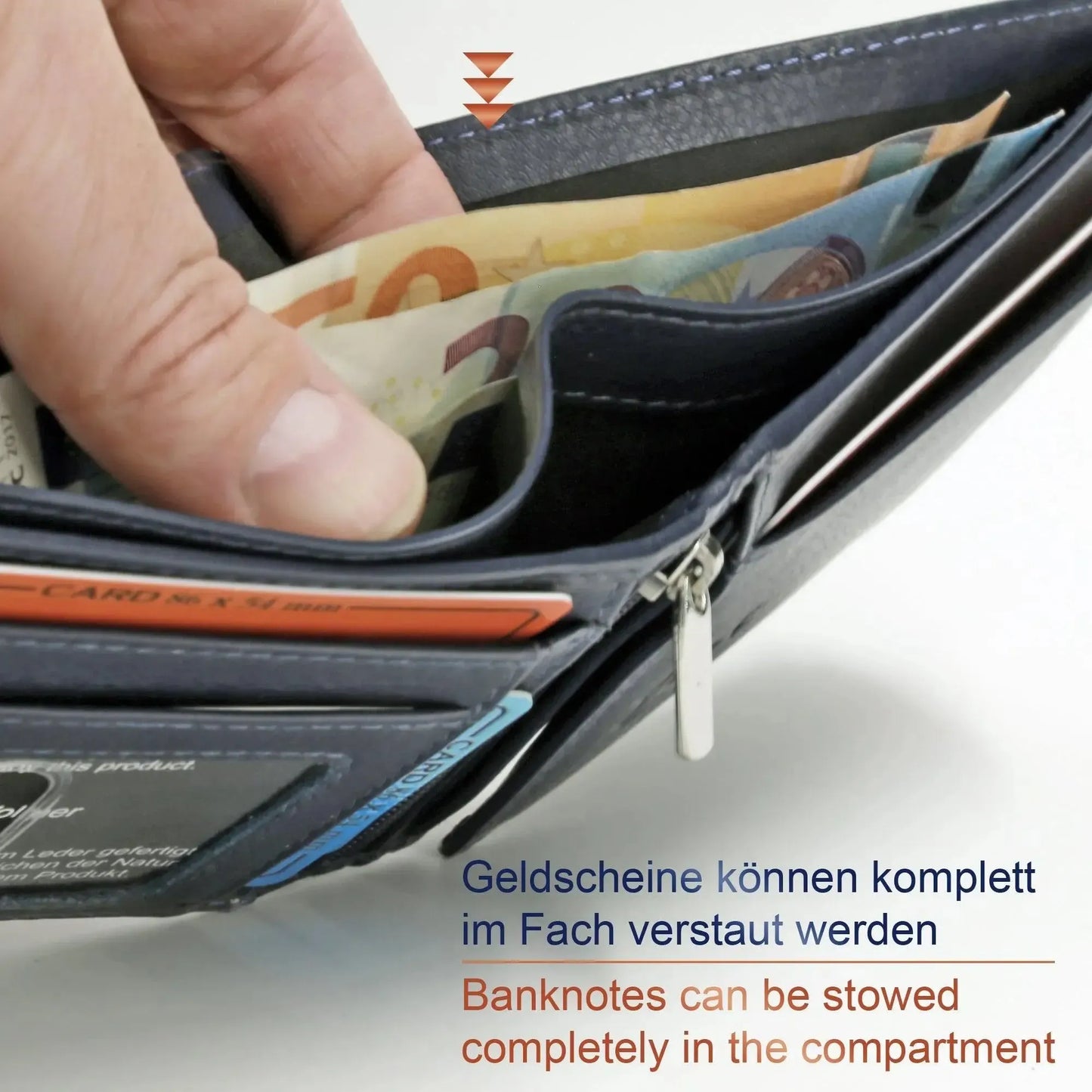 Leder Geldbörse Herren mit RFID-Schutz – zweifarbig, schlank – 9 Fächer für Kreditkarten | MW114