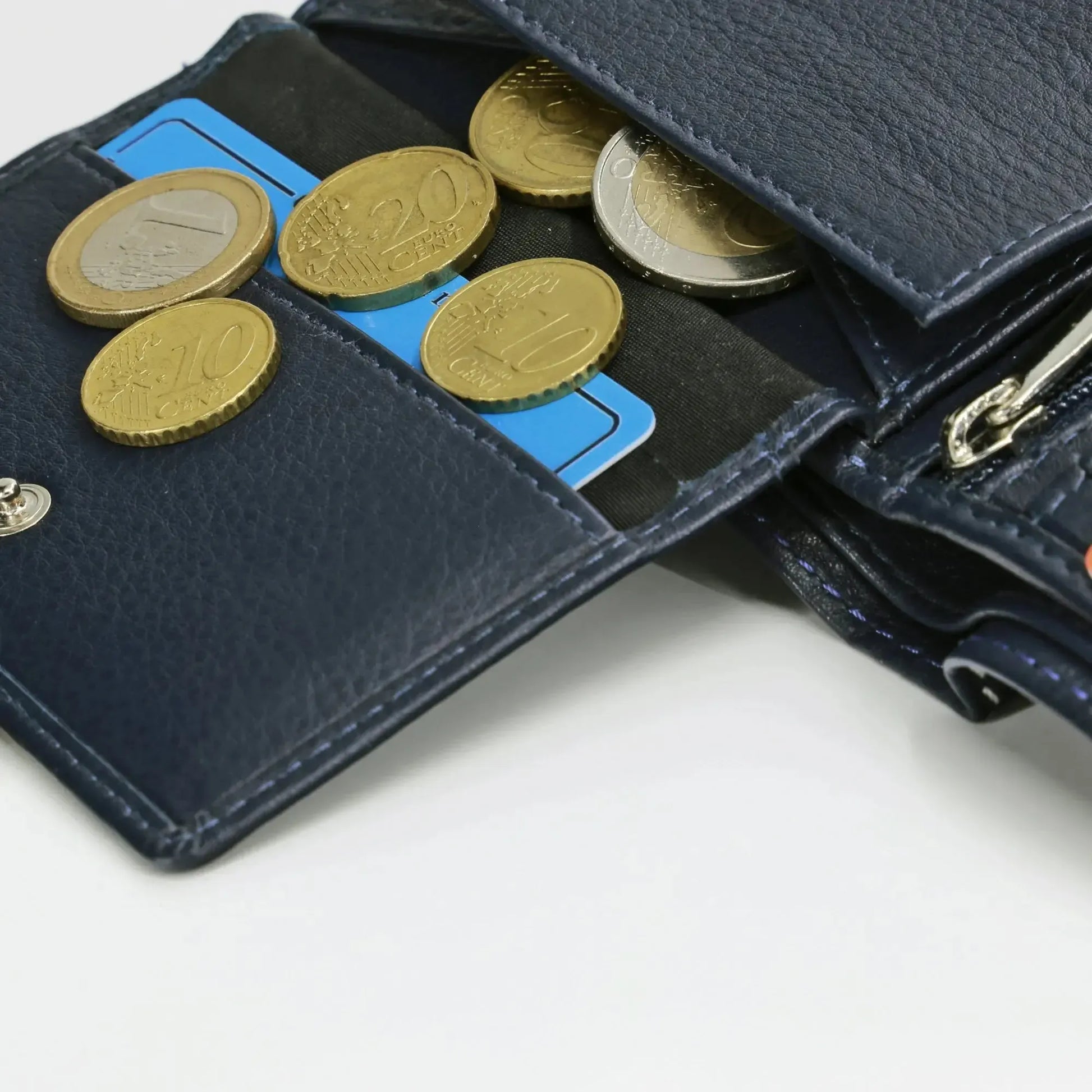 Leder Geldbörse Herren mit RFID-Schutz – zweifarbig, schlank – 9 Fächer für Kreditkarten | MW114