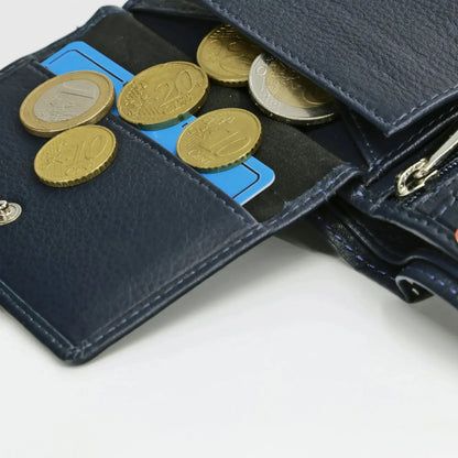 Leder Geldbörse Herren mit RFID-Schutz – zweifarbig, schlank – 9 Fächer für Kreditkarten | MW114