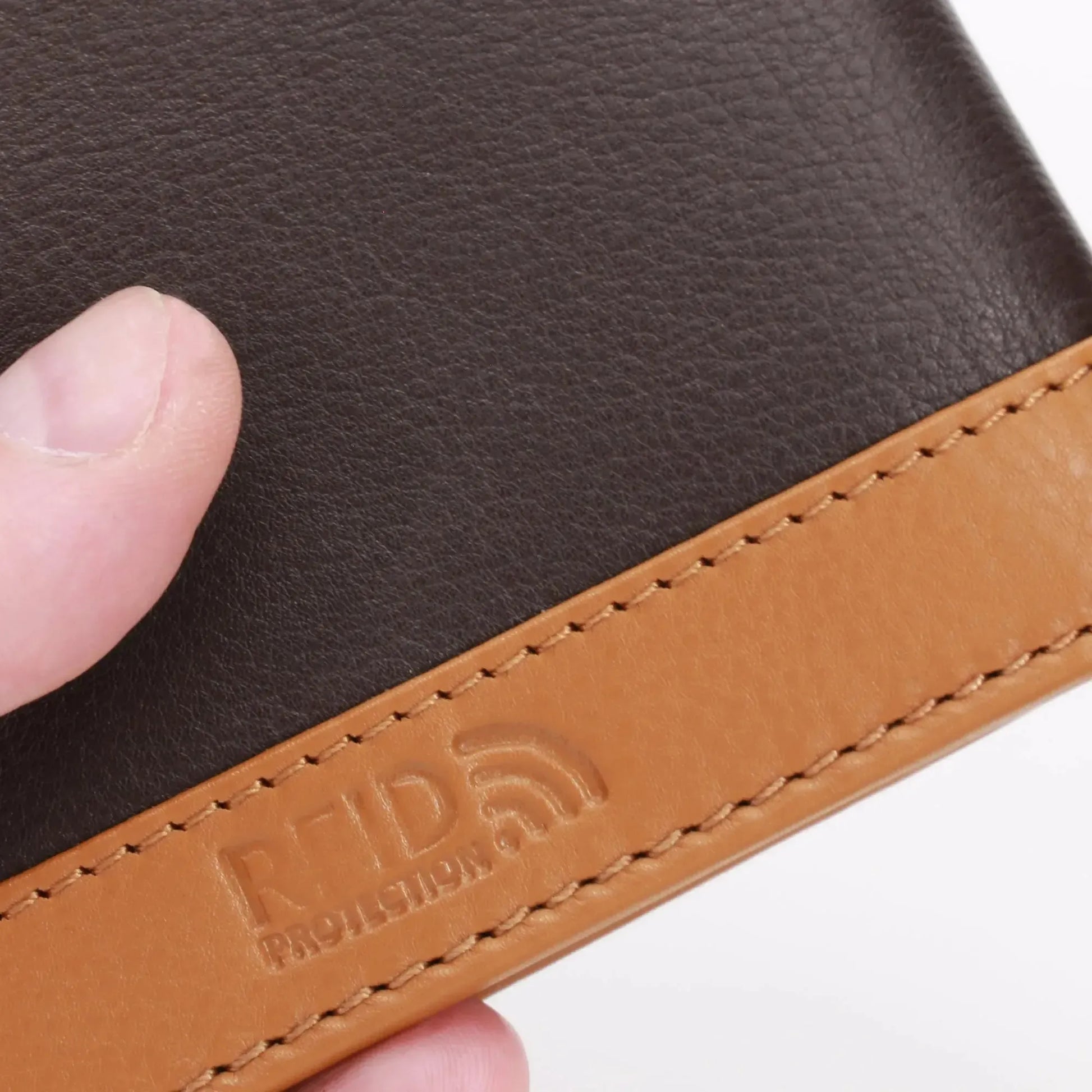 Leder Geldbörse Herren mit RFID-Schutz – zweifarbig, schlank – 9 Fächer für Kreditkarten | MW114