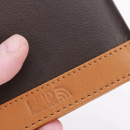 Leder Geldbörse Herren mit RFID-Schutz – zweifarbig, schlank – 9 Fächer für Kreditkarten | MW114