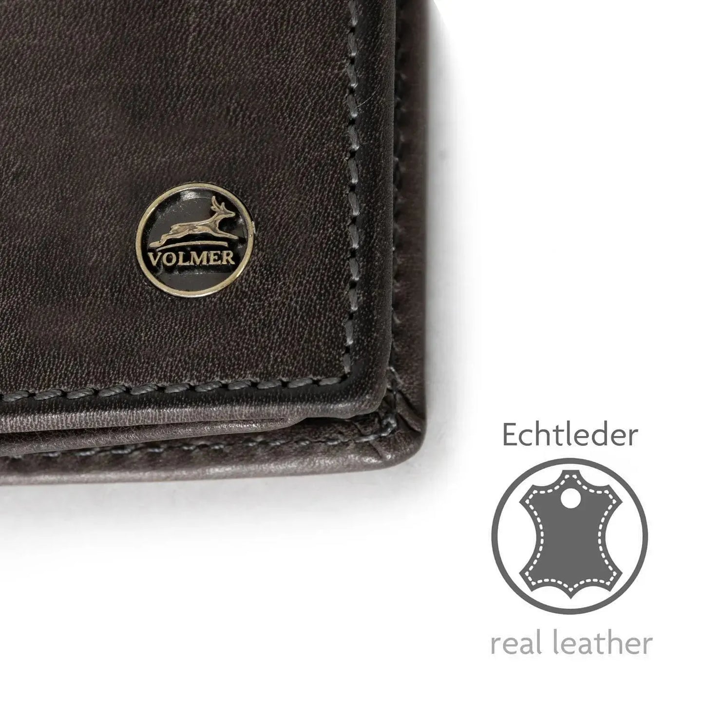 Leder Geldbörse mit RFID-Schutz - kompakt - 9 Fächer für Kreditkarten | VO47