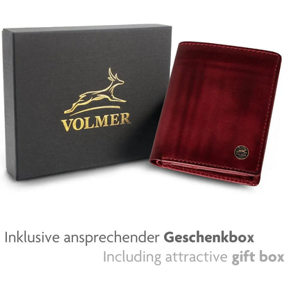 Leder Geldbörse mit RFID-Schutz - kompakt - 9 Fächer für Kreditkarten | VO47