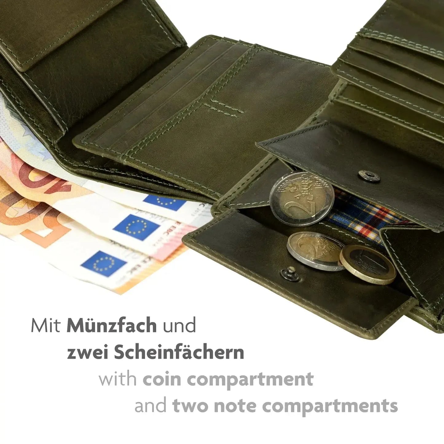 Leder Geldbörse mit RFID-Schutz - kompakt - 9 Fächer für Kreditkarten | VO47