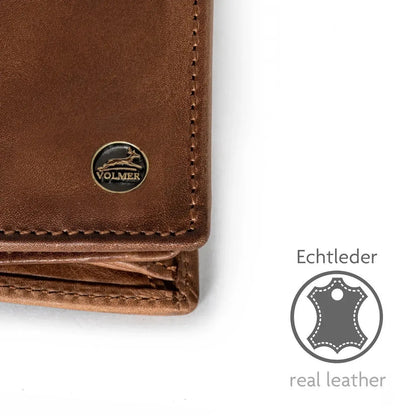 Leder Geldbörse mit RFID-Schutz - kompakt - 9 Fächer für Kreditkarten | VO47