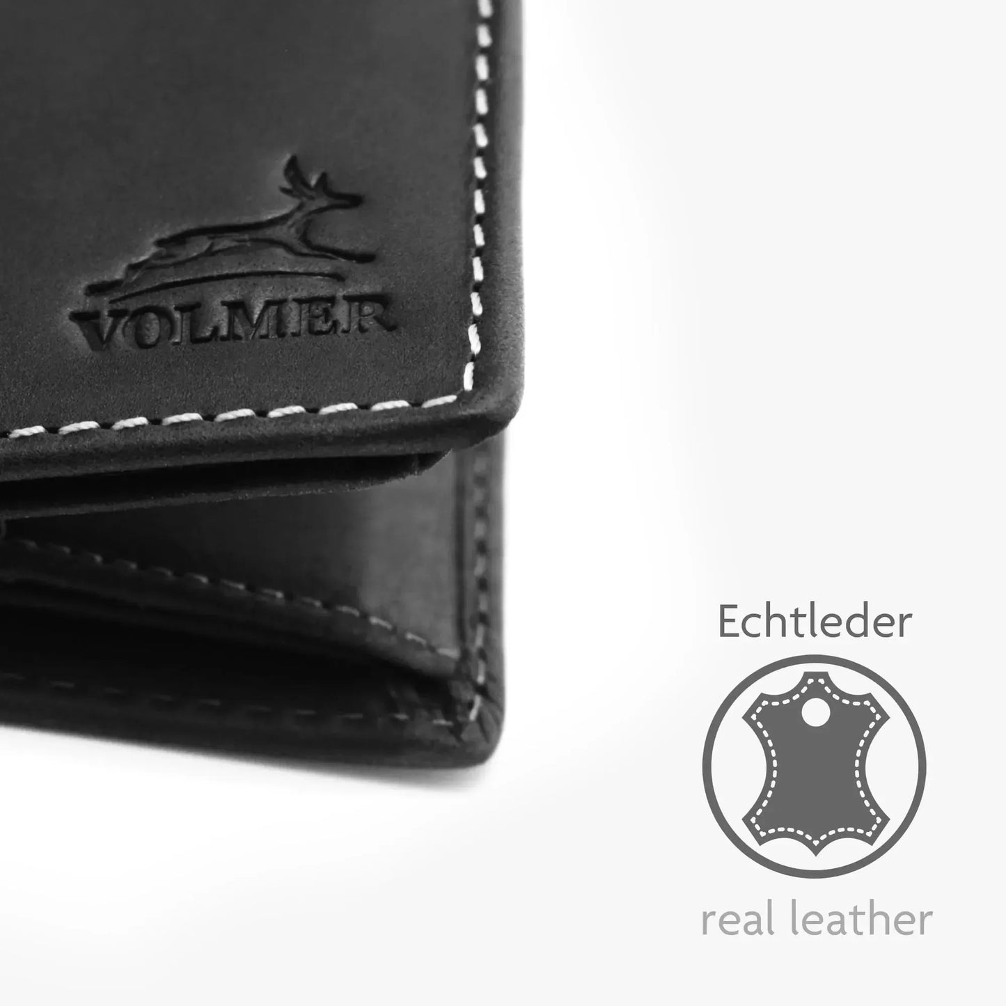 Leder Geldbörse mit RFID-Schutz - kompakt - mit Kontrastnähten - 9 Fächer für Kreditkarten | CityWalker