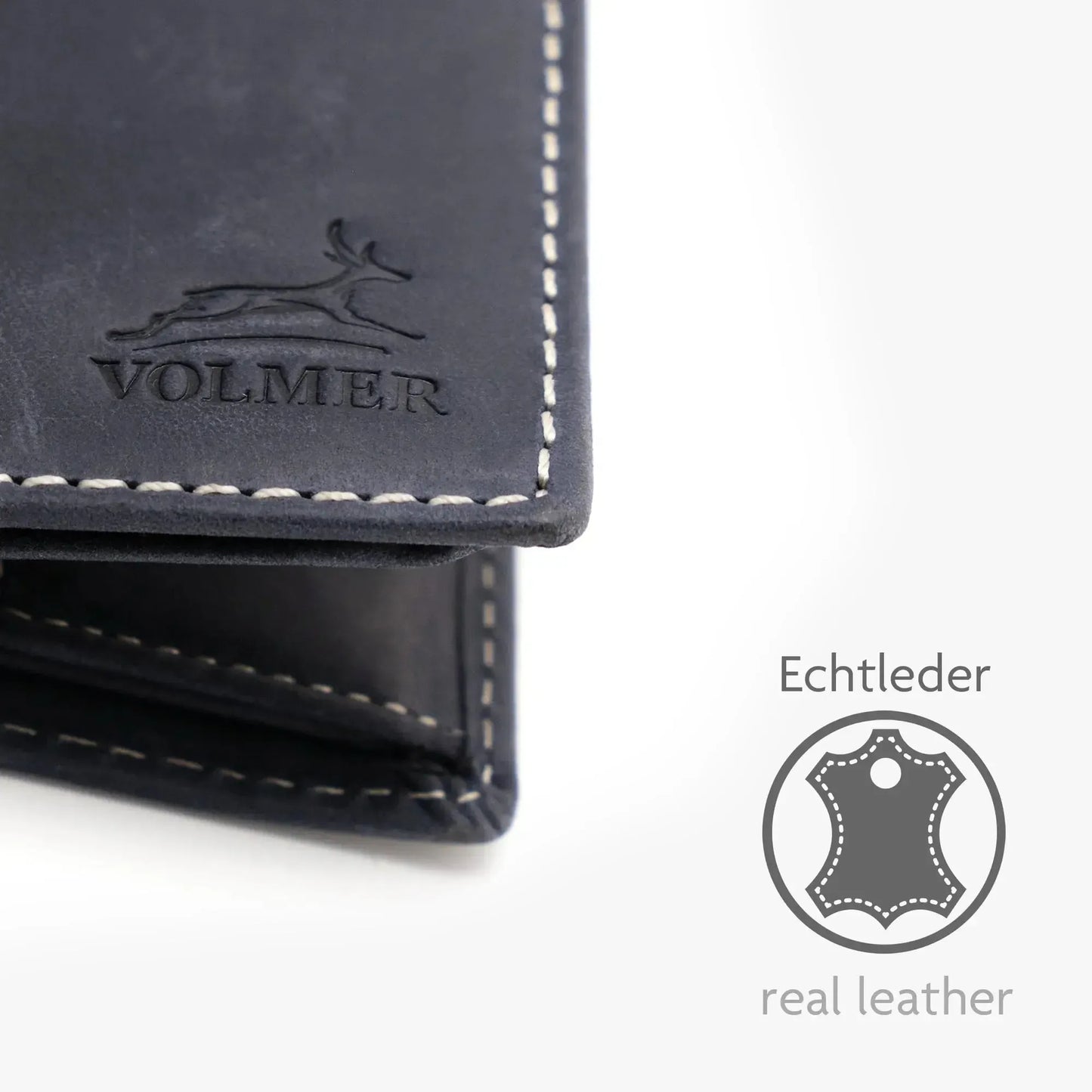 Leder Geldbörse mit RFID-Schutz - kompakt - mit Kontrastnähten - 9 Fächer für Kreditkarten | CityWalker