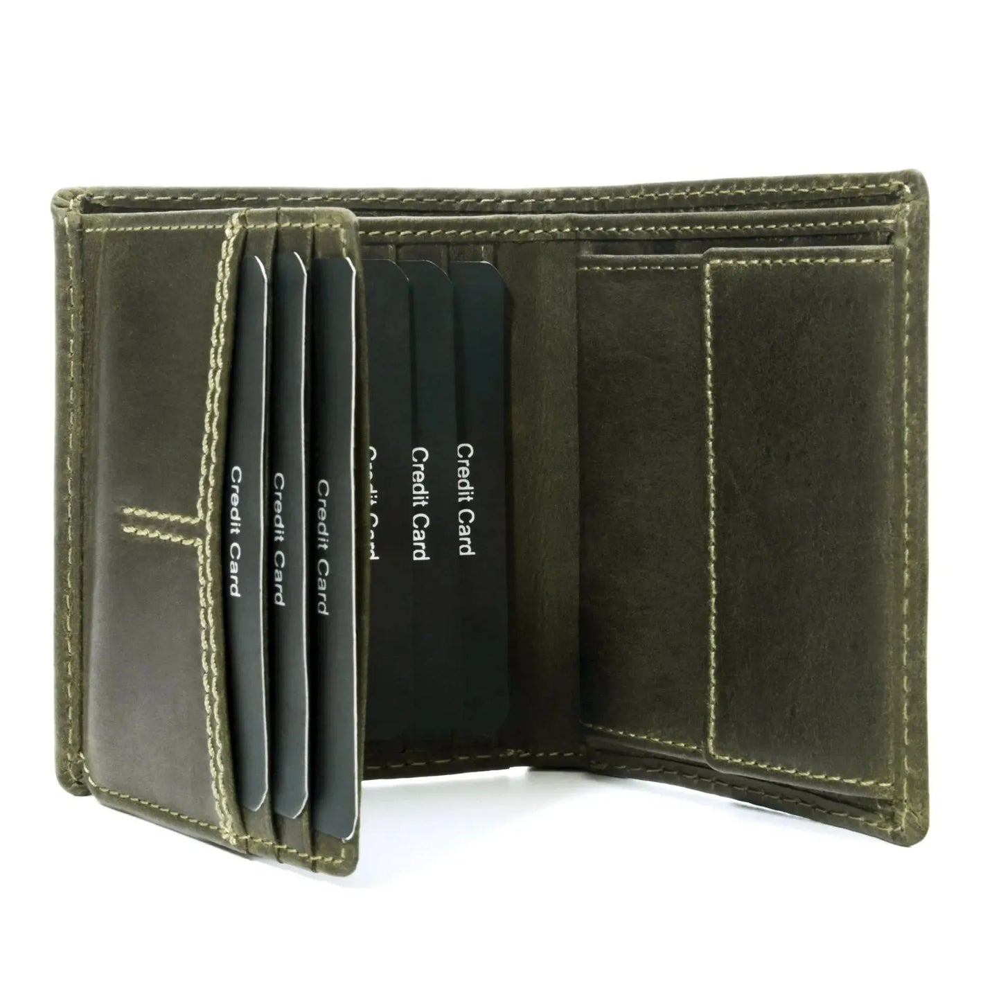 Leder Geldbörse mit RFID-Schutz - kompakt - mit Kontrastnähten - 9 Fächer für Kreditkarten | CityWalker