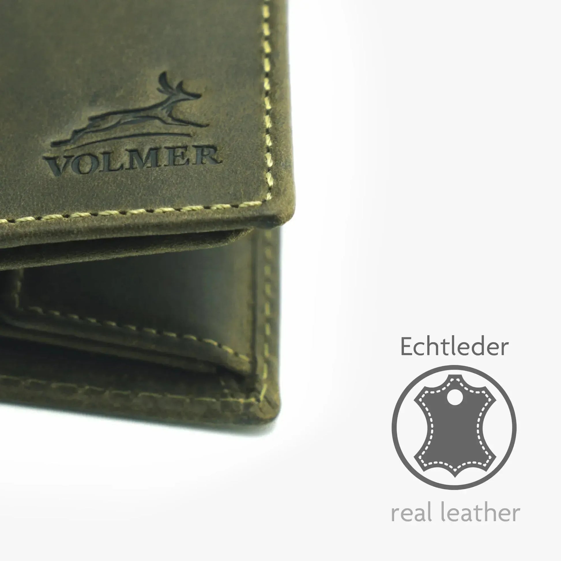 Leder Geldbörse mit RFID-Schutz - kompakt - mit Kontrastnähten - 9 Fächer für Kreditkarten | CityWalker