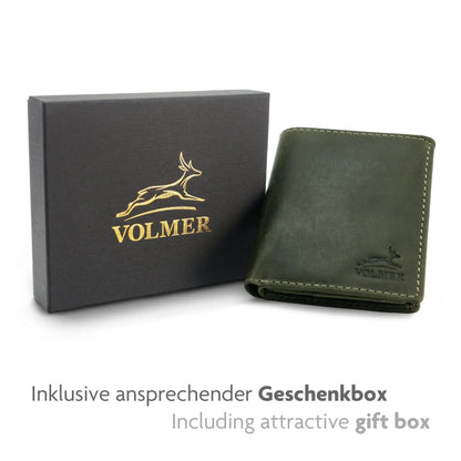 Leder Geldbörse mit RFID-Schutz - kompakt - mit Kontrastnähten - 9 Fächer für Kreditkarten | CityWalker