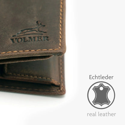 Leder Geldbörse mit RFID-Schutz - kompakt - mit Kontrastnähten - 9 Fächer für Kreditkarten | CityWalker