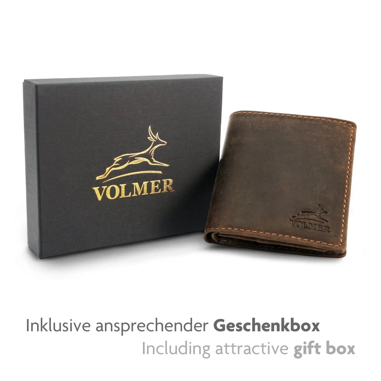 Leder Geldbörse mit RFID-Schutz - kompakt - mit Kontrastnähten - 9 Fächer für Kreditkarten | CityWalker