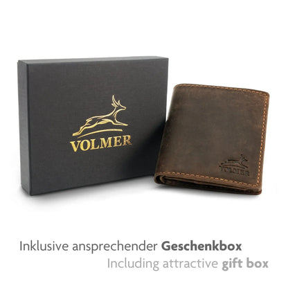 Leder Geldbörse mit RFID-Schutz - kompakt - mit Kontrastnähten - 9 Fächer für Kreditkarten | CityWalker