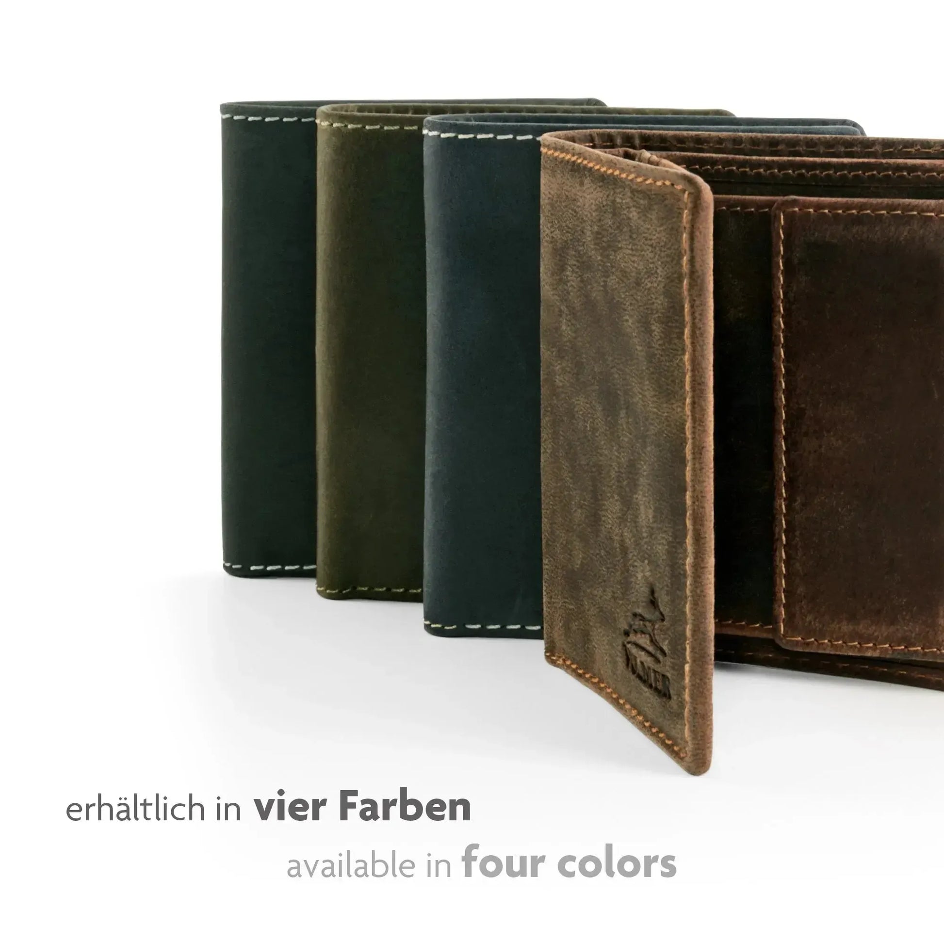 Leder Geldbörse mit RFID-Schutz - kompakt - mit Kontrastnähten - 9 Fächer für Kreditkarten | CityWalker