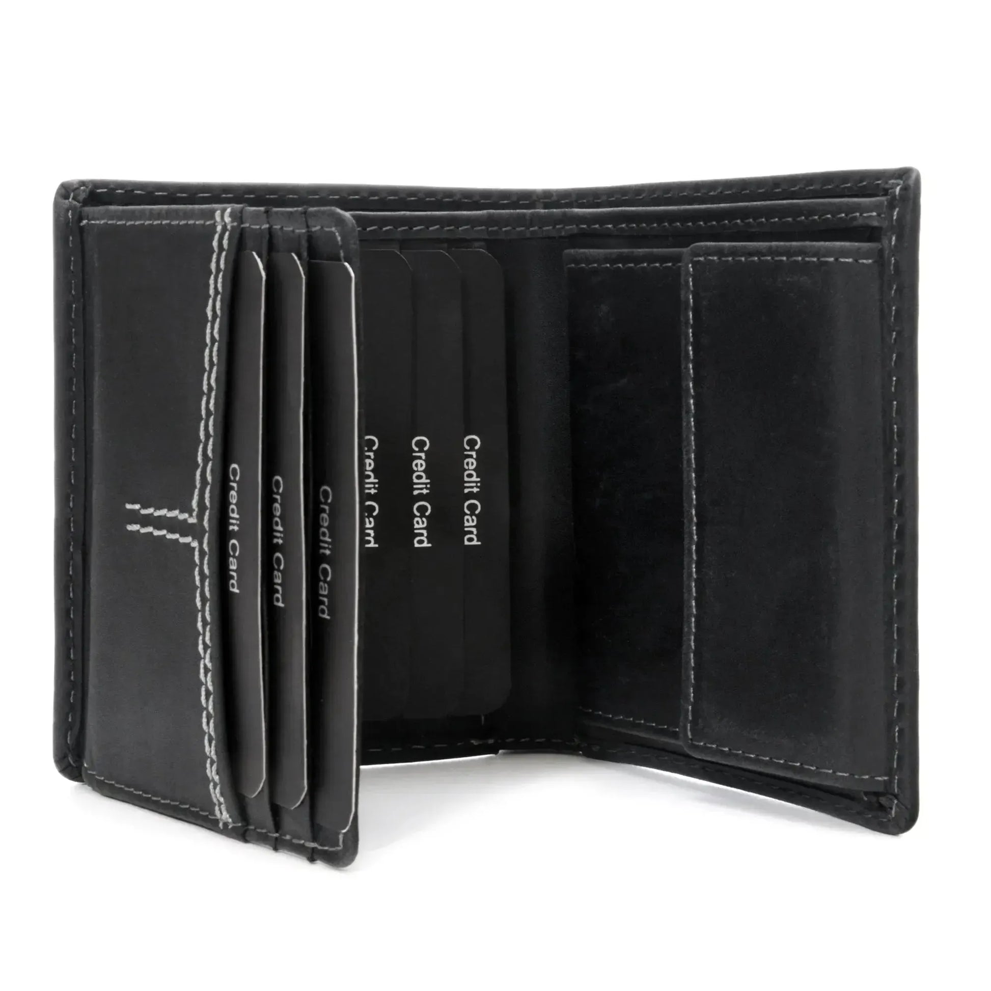 Leather wallet with RFID protection – compact – with contrast stitching – 9 credit card slots | CityWalker