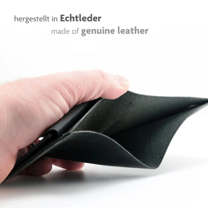 Minimalistische Leder Geldbörse mit Münzfach – 3 Fächer für Karten – Plastikfrei – Geschenkkarton | Nighthawk