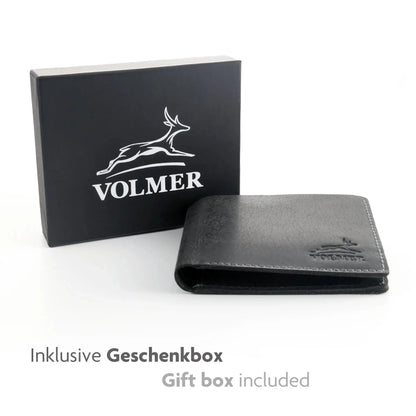 Minimalistische Leder Geldbörse mit Münzfach – 3 Fächer für Karten – Plastikfrei – Geschenkkarton | Nighthawk