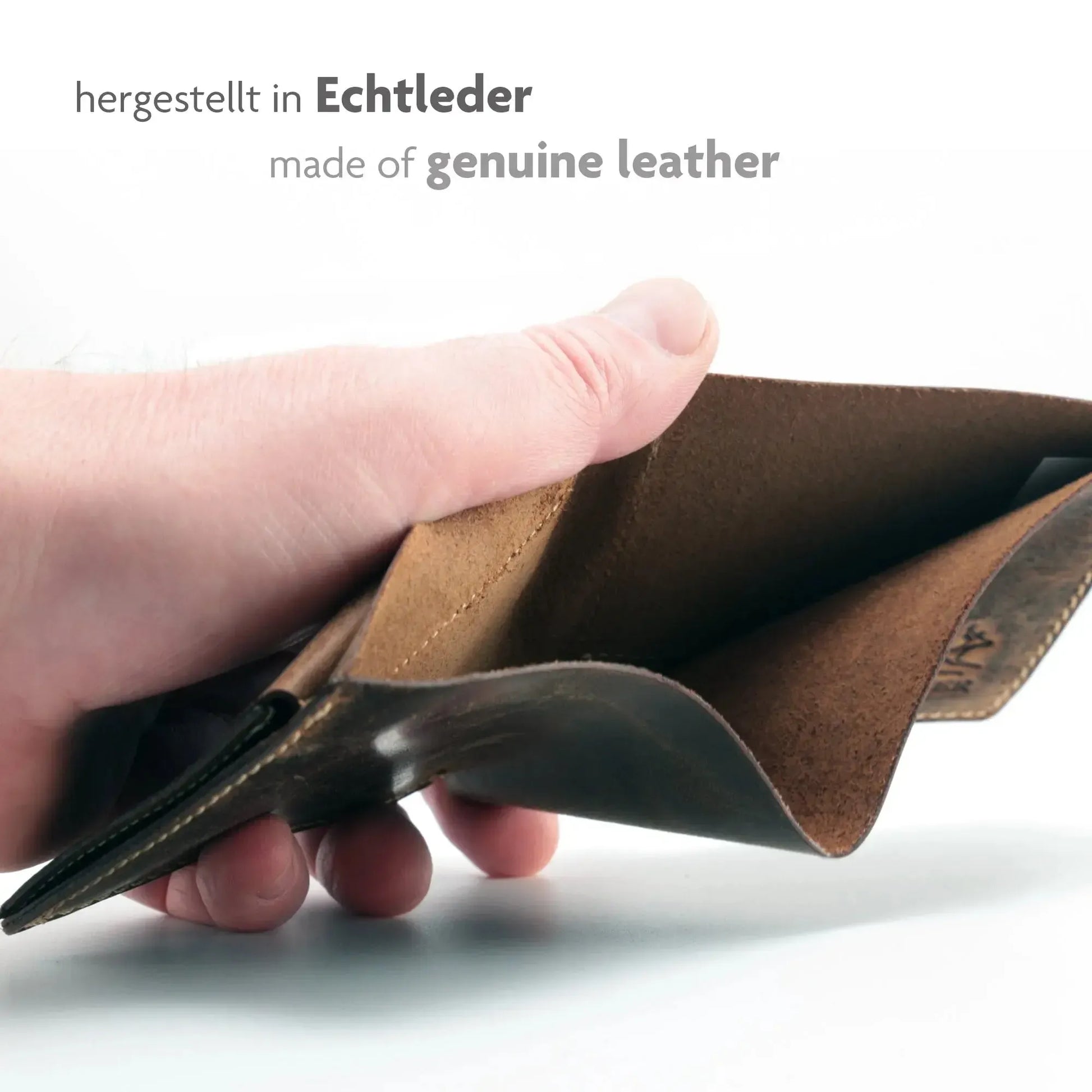 Minimalistische Leder Geldbörse mit Münzfach – 3 Fächer für Karten – Plastikfrei – Geschenkkarton | Nighthawk