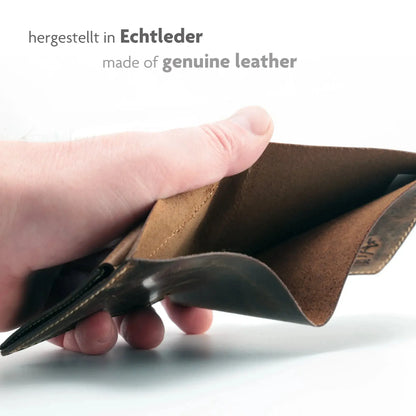 Minimalistische Leder Geldbörse mit Münzfach – 3 Fächer für Karten – Plastikfrei – Geschenkkarton | Nighthawk