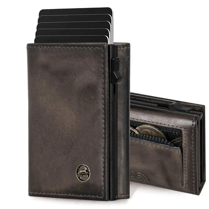 POP-UP Kartenetui mit Münzfach aus Leder – Platz für 11 Karten – Scheinfach – RFID-Schutz | VO44