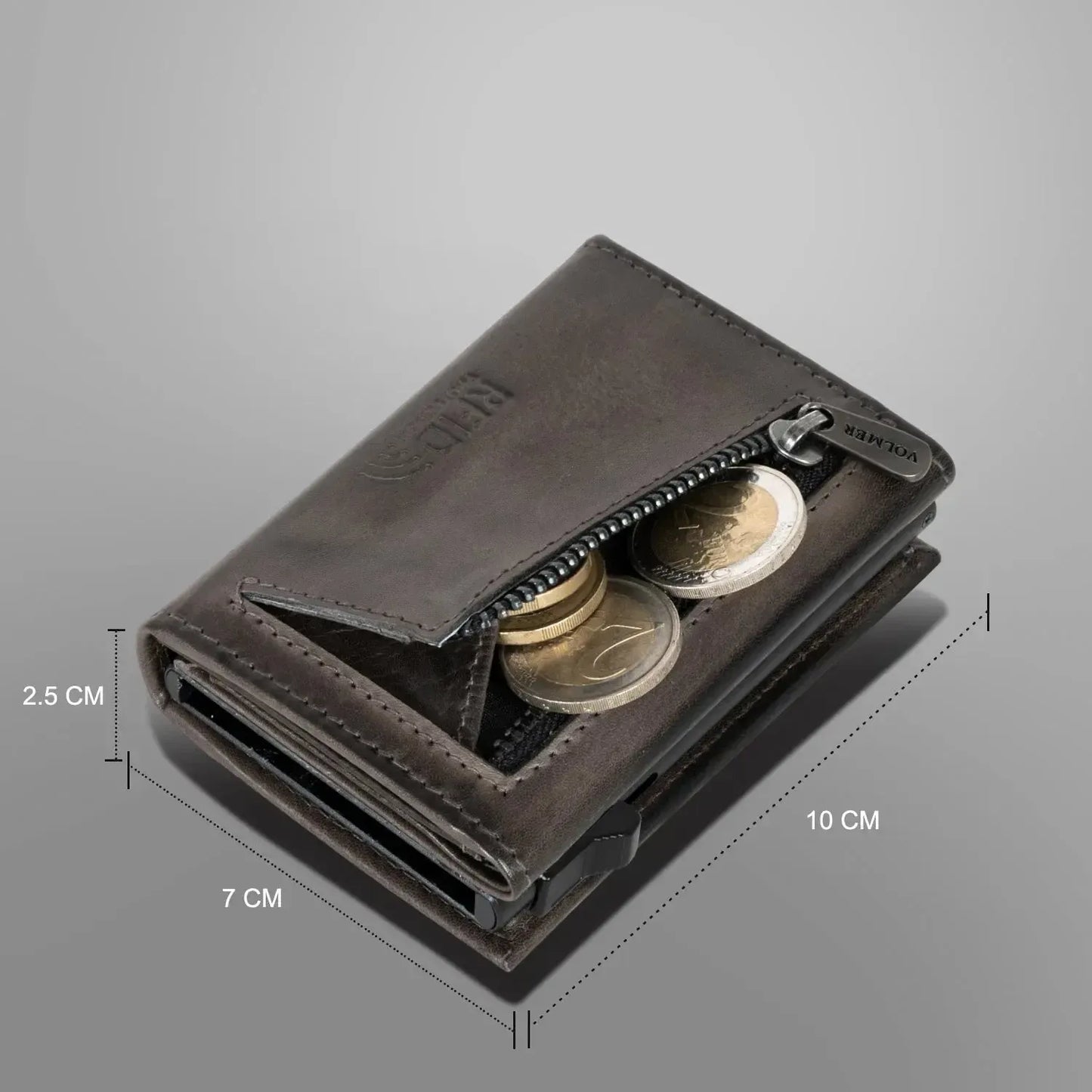 POP-UP Kartenetui mit Münzfach aus Leder – Platz für 11 Karten – Scheinfach – RFID-Schutz | VO44