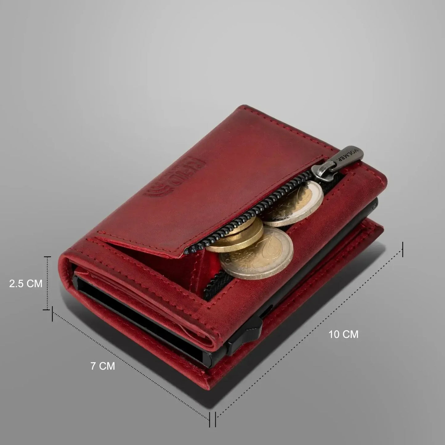 POP-UP Kartenetui mit Münzfach aus Leder – Platz für 11 Karten – Scheinfach – RFID-Schutz | VO44